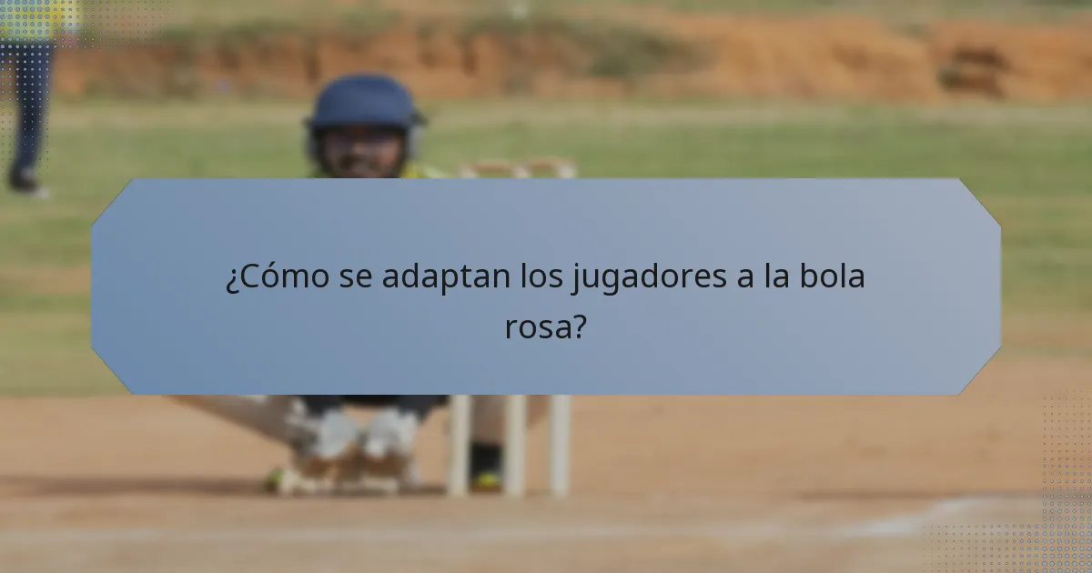¿Cómo se adaptan los jugadores a la bola rosa?