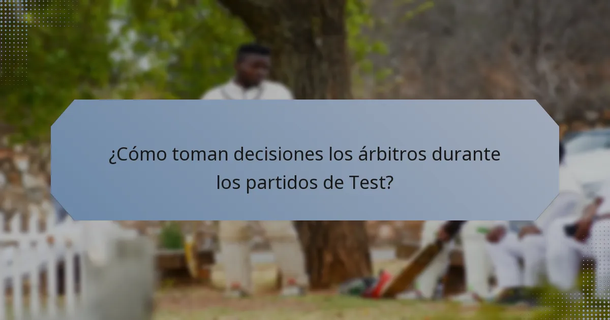 ¿Cómo toman decisiones los árbitros durante los partidos de Test?