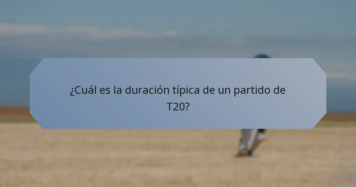 ¿Cuál es la duración típica de un partido de T20?
