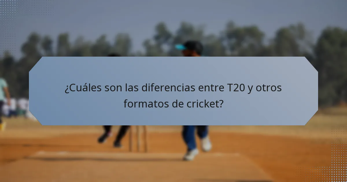 ¿Cuáles son las diferencias entre T20 y otros formatos de cricket?