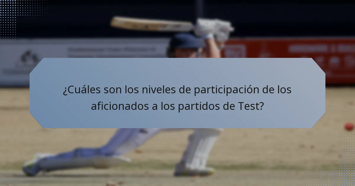 ¿Cuáles son los niveles de participación de los aficionados a los partidos de Test?