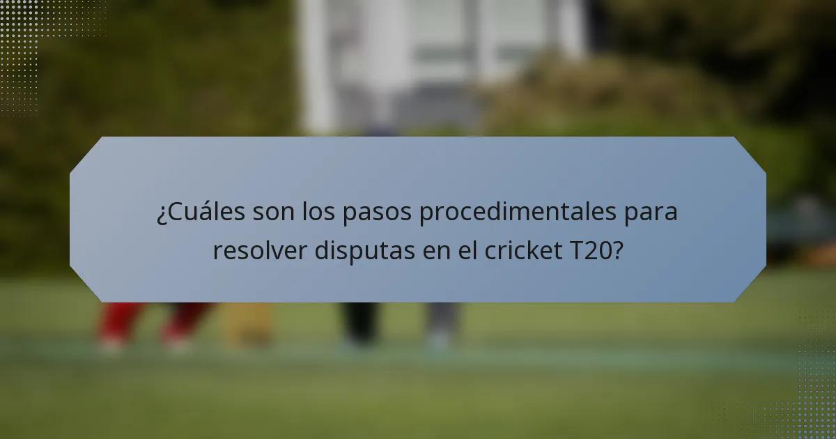¿Cuáles son los pasos procedimentales para resolver disputas en el cricket T20?