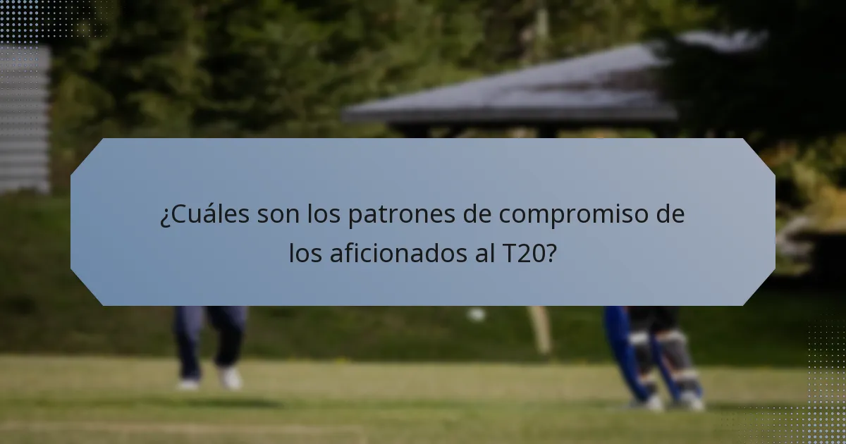 ¿Cuáles son los patrones de compromiso de los aficionados al T20?