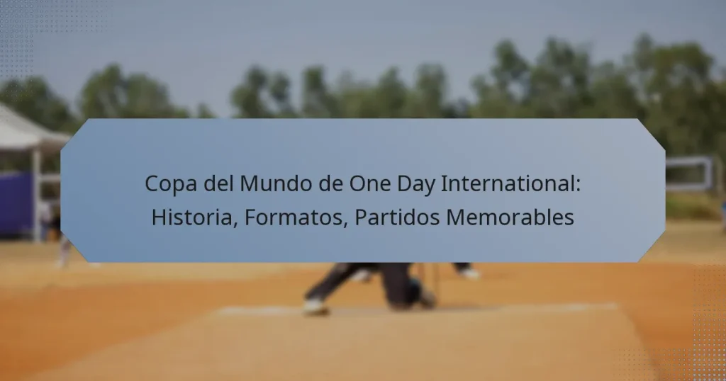 Copa del Mundo de One Day International: Historia, Formatos, Partidos Memorables