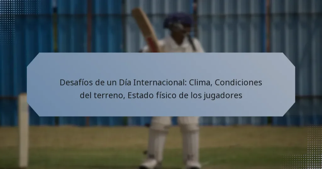Desafíos de un Día Internacional: Clima, Condiciones del terreno, Estado físico de los jugadores