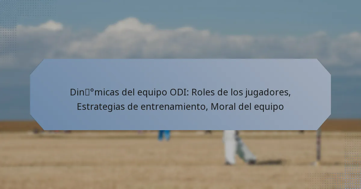 Dinámicas del equipo ODI: Roles de los jugadores, Estrategias de entrenamiento, Moral del equipo