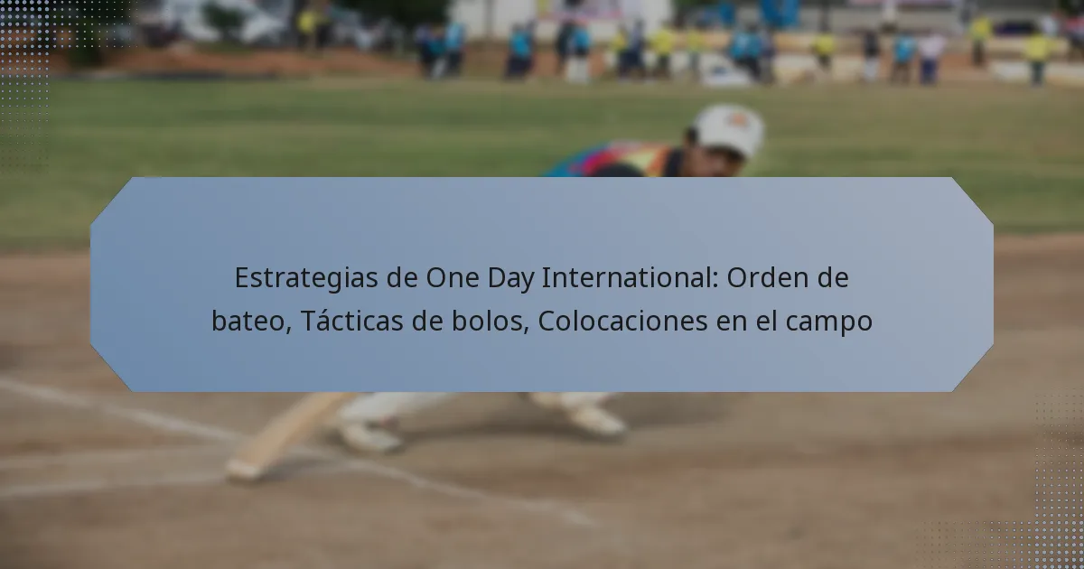 Estrategias de One Day International: Orden de bateo, Tácticas de bolos, Colocaciones en el campo