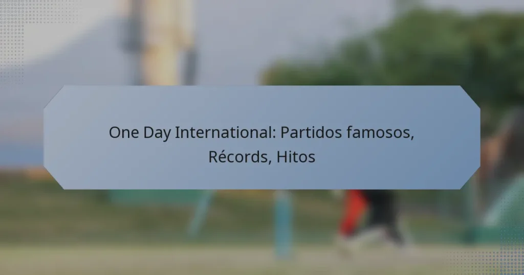 One Day International: Partidos famosos, Récords, Hitos