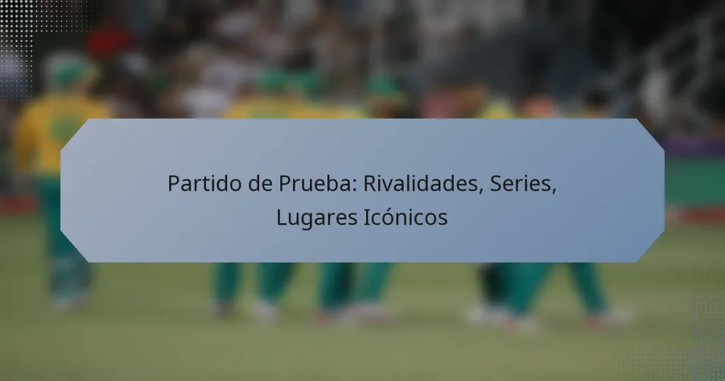 Partido de Prueba: Rivalidades, Series, Lugares Icónicos