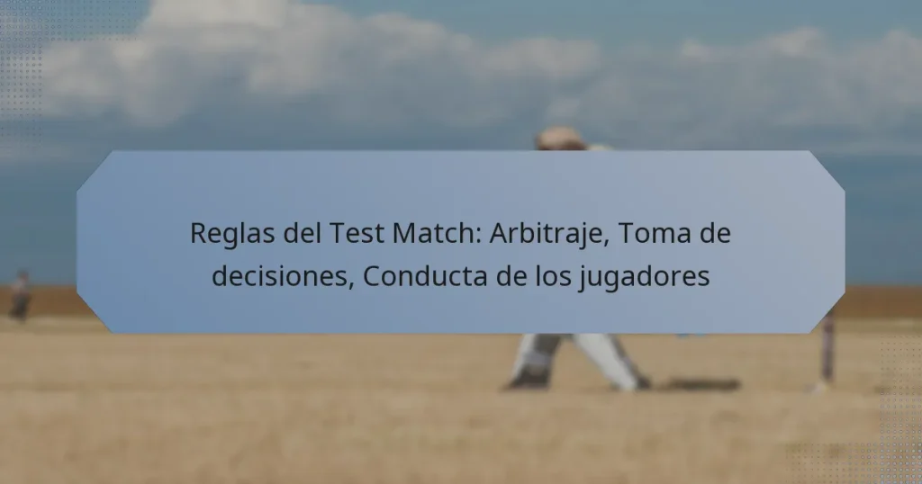 Reglas del Test Match: Arbitraje, Toma de decisiones, Conducta de los jugadores