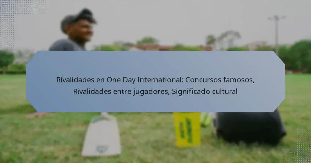 Rivalidades en One Day International: Concursos famosos, Rivalidades entre jugadores, Significado cultural