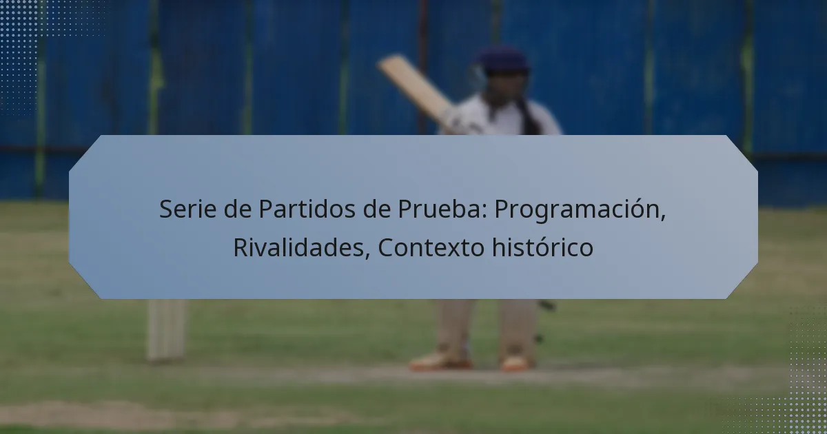 Serie de Partidos de Prueba: Programación, Rivalidades, Contexto histórico