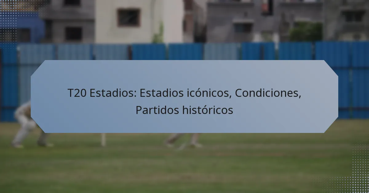 T20 Estadios: Estadios icónicos, Condiciones, Partidos históricos