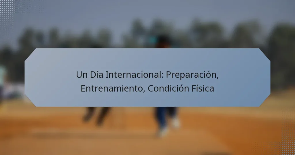 Un Día Internacional: Preparación, Entrenamiento, Condición Física