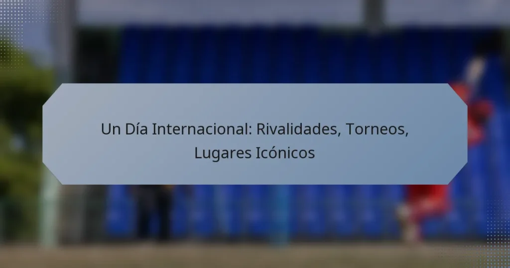 Un Día Internacional: Rivalidades, Torneos, Lugares Icónicos