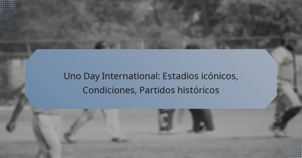 Uno Day International: Estadios icónicos, Condiciones, Partidos históricos