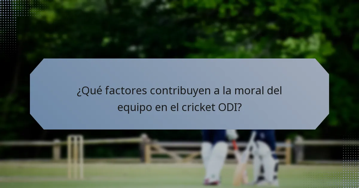 ¿Qué factores contribuyen a la moral del equipo en el cricket ODI?