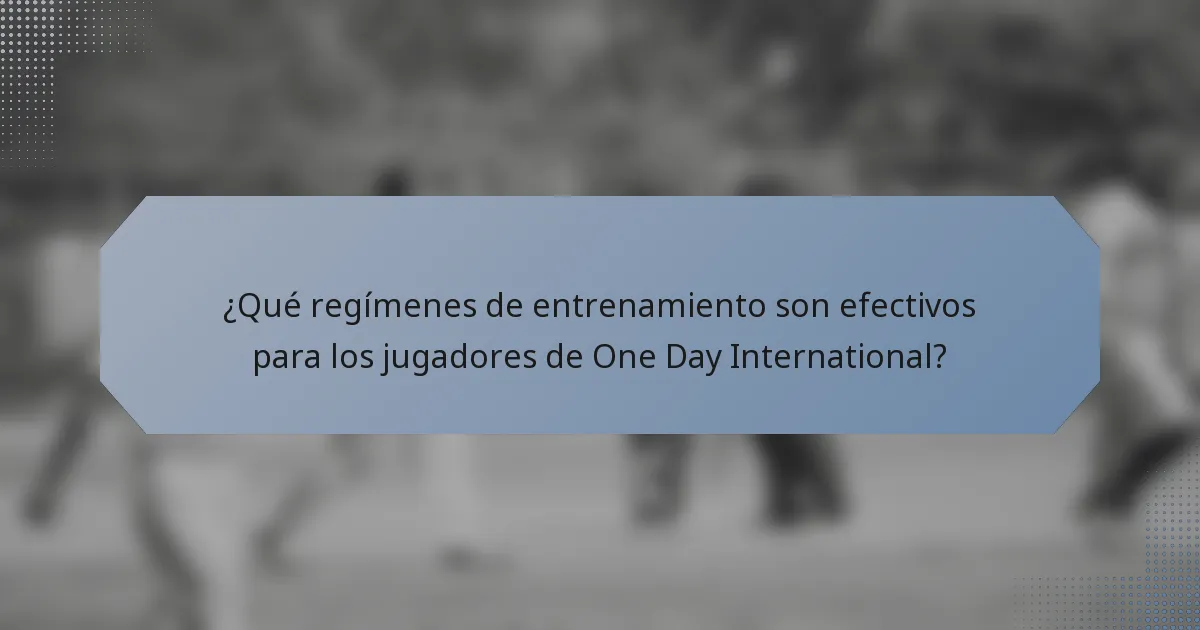 ¿Qué regímenes de entrenamiento son efectivos para los jugadores de One Day International?